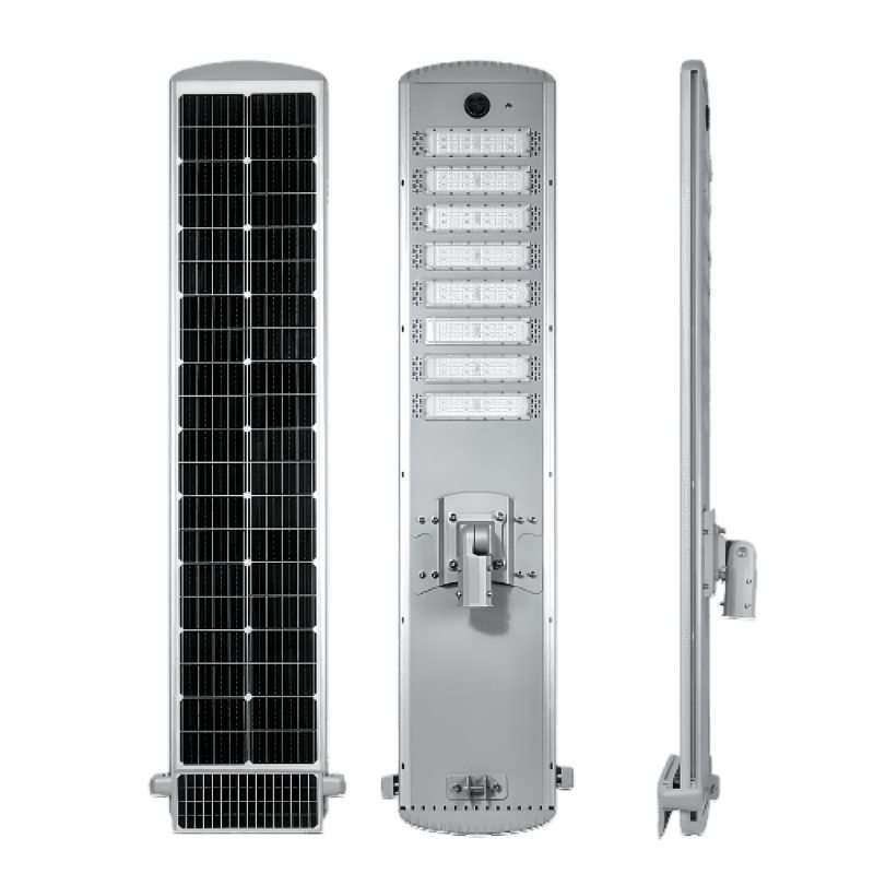 display of auto clean solar panels with all in one solar light