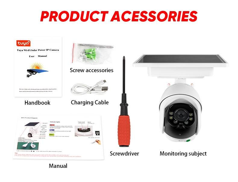 solar camera with accessories