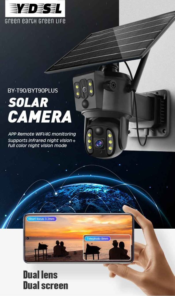 dual cameras and dual lens for 4g solar camera