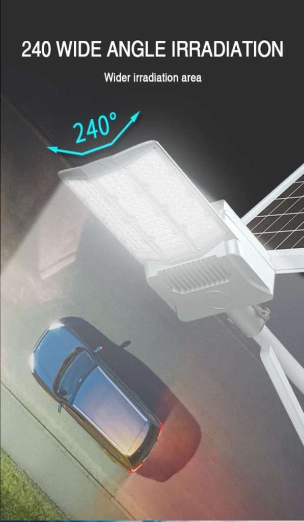 solar lights on a pole that 240° wide lighting angle