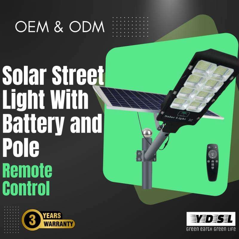 remote control solar street light with pole and battery
