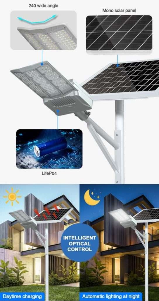 features of solar powered street lights with pole