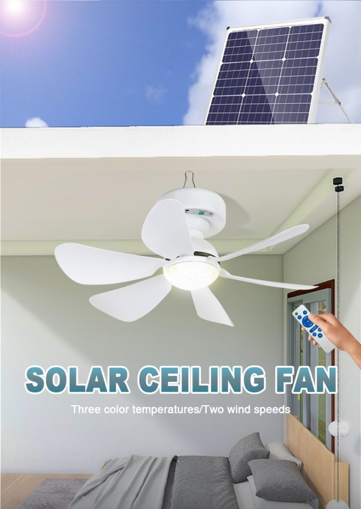 indoor use with solar ceiling fan and remote control