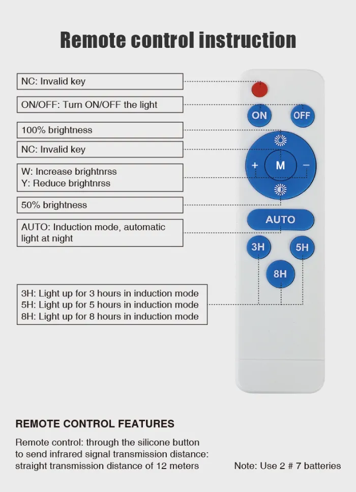 solar exterior flood lights remote controller