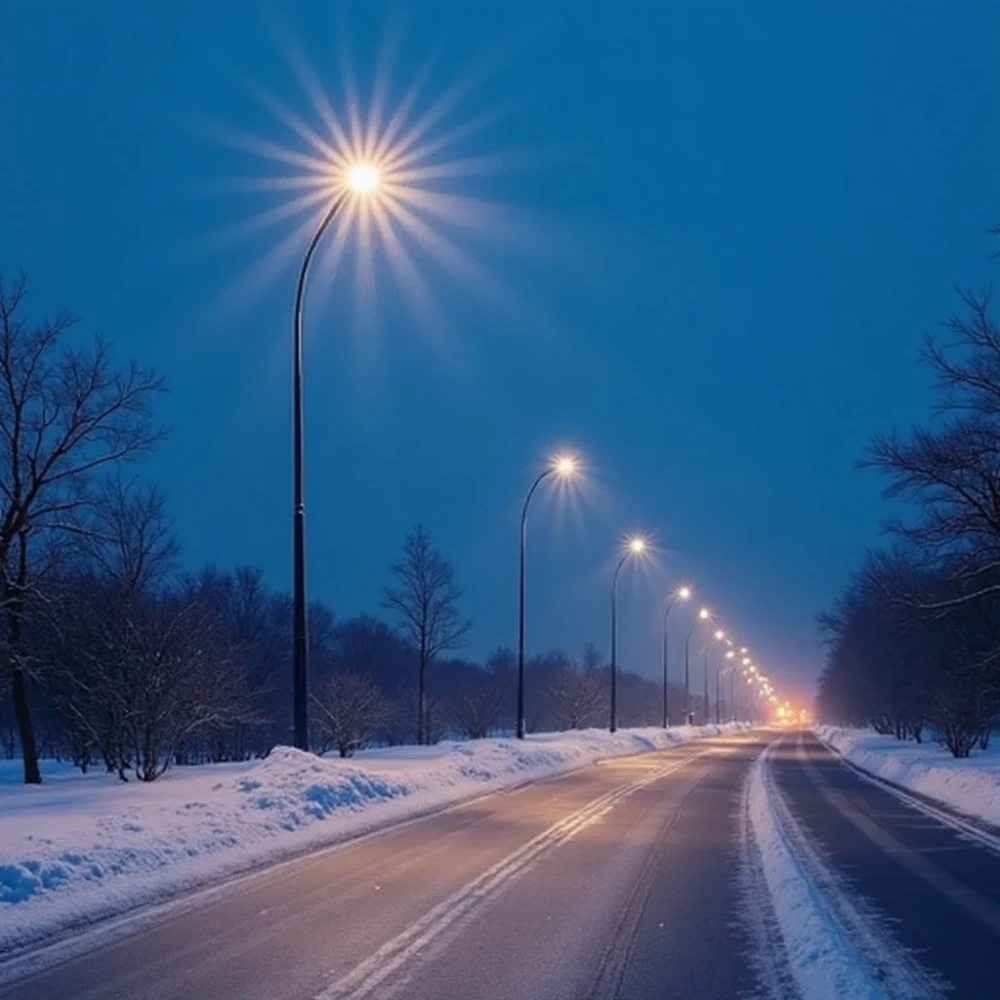 solar energy street lights in winter